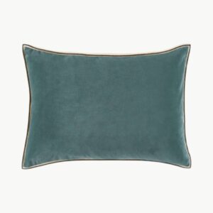 Pyntepute i grønn steinvasket fløyel med sort kant, 40 x 55 cm