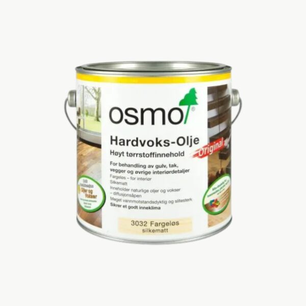Osmo Hardvoksolje Original Silkematt 3032 for behandling av gulv og andre treoverflater innendørs