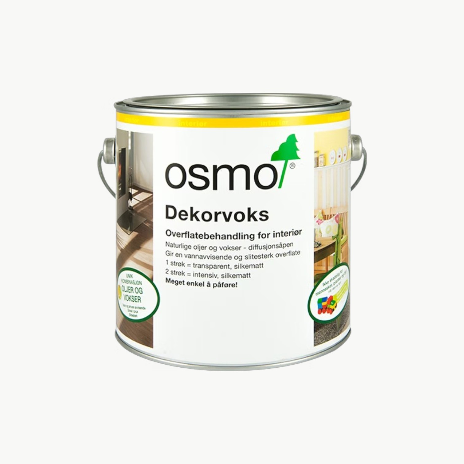 Osmo Dekorvoks Eik Antikk 3168 for behandling av vegg, tak, møbler og andre treoverflater innendørs