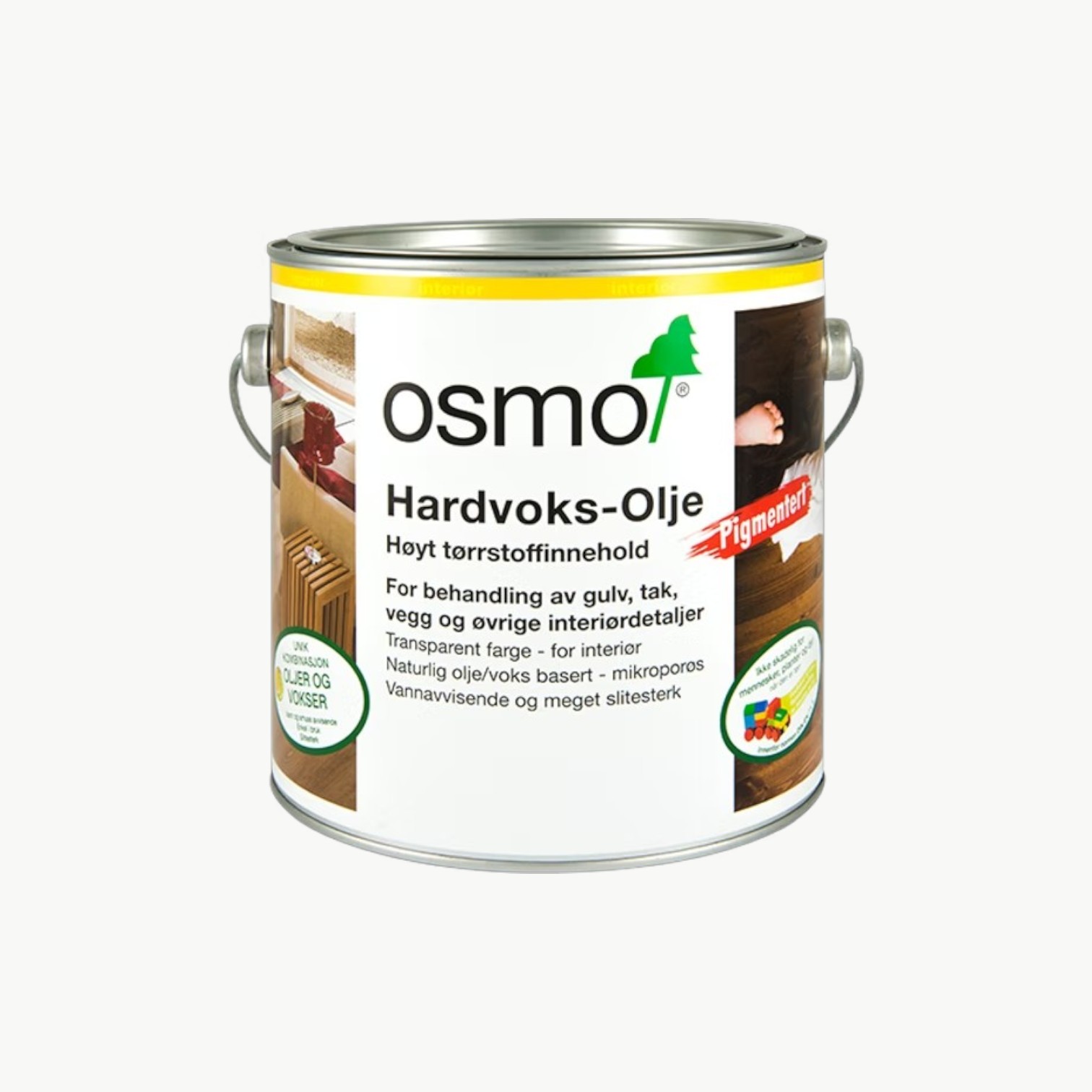 Osmo Pigmentert Hardvoksolje Hvit 3040 for behandling av gulv, vegg, tak og treinteriør