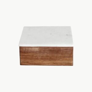 Boks L, Hvit Marmor/Tre