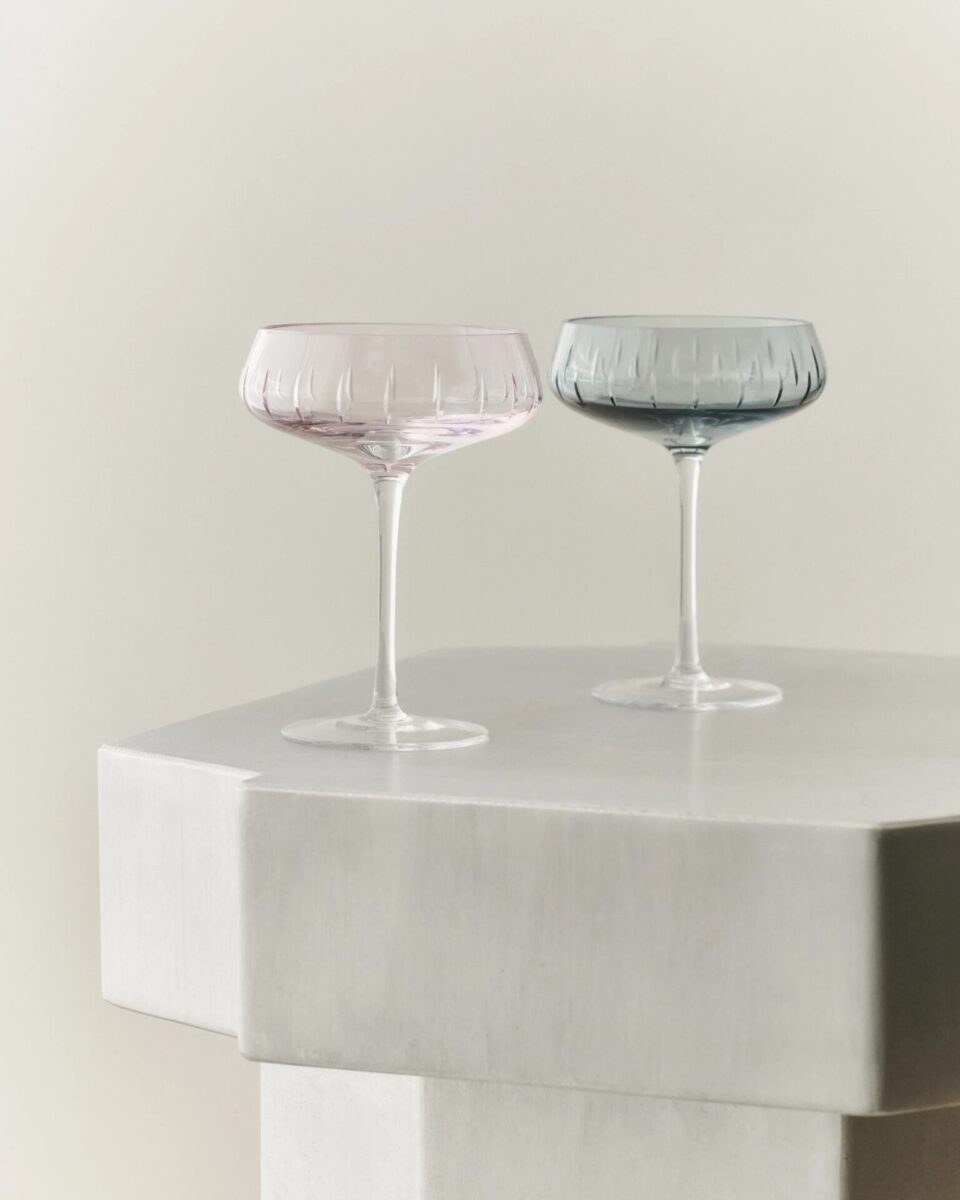 Louise Roe Single Cut Champagneglass, Blue