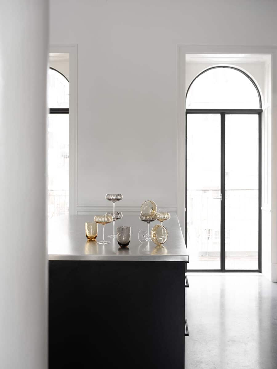 Louse Roe Singel Cut Champagneglass, Amber
