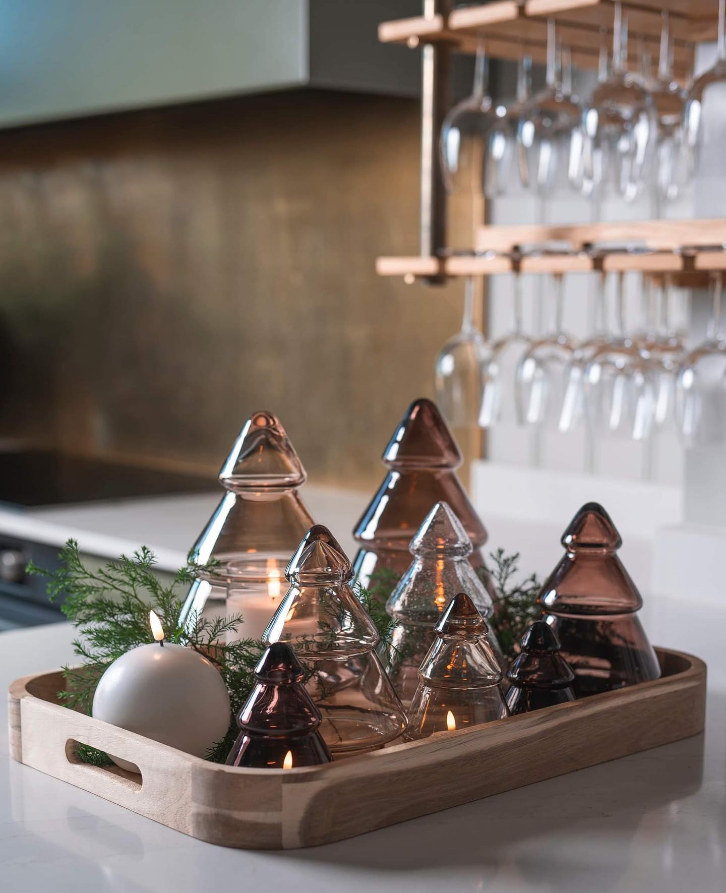 Hadeland Glassverk Juletre Glass Lys Kakao 12,7cm - Bilde 5