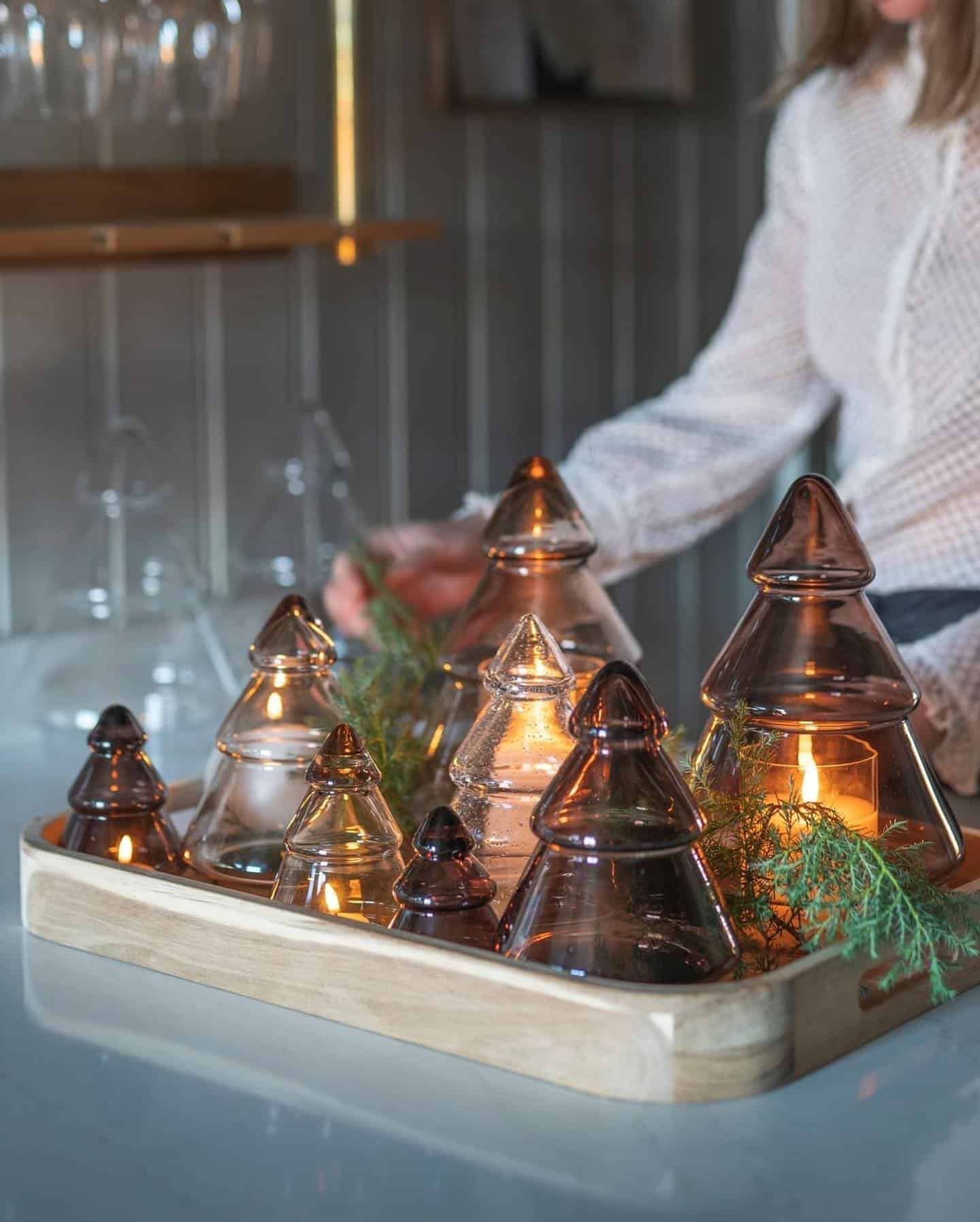 Hadeland Glassverk Juletre Glass Lys Kakao 12,7cm - Bilde 6