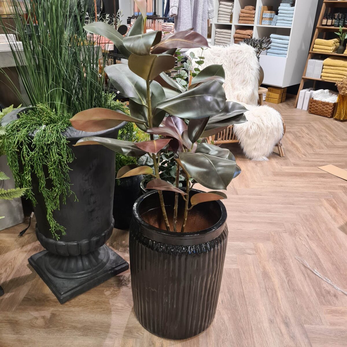 Kunstig Fikus Elastica Grønn 120 cm