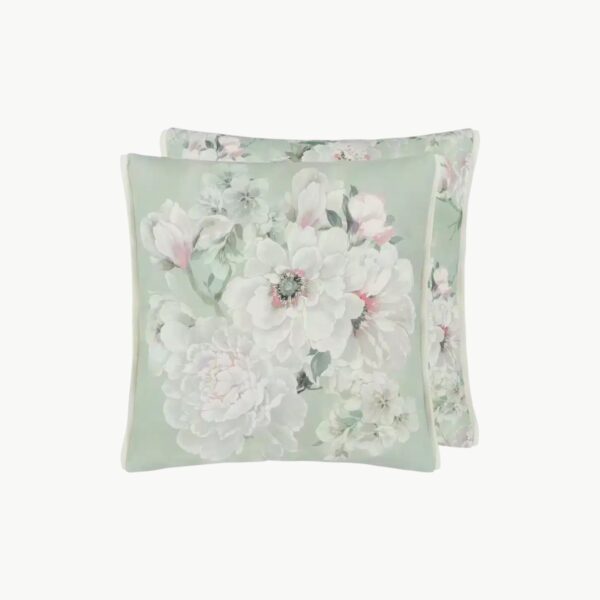 Fleur Blanche Eau De Nil Pute 50x50cm