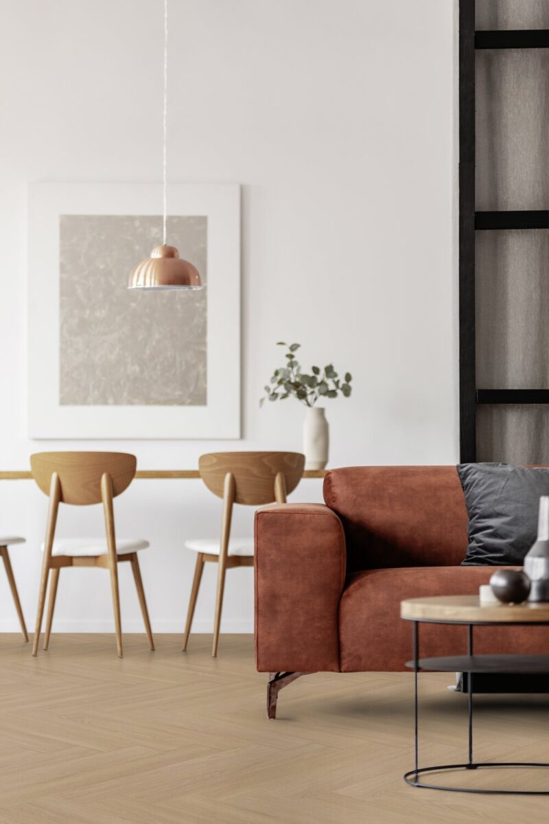 Klikkvinylgulv | Virtuo 55 Rigid Acoustic Herringbone 1465 | Blomma Natural