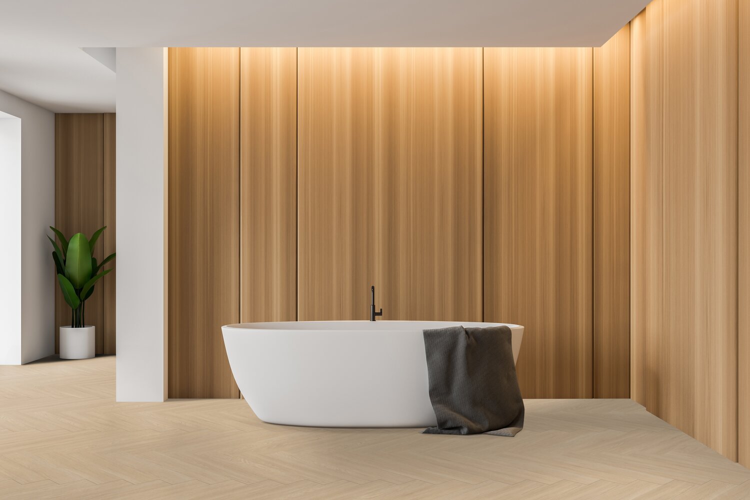 Klikkvinyl Fiskebenmønster Blomma Beige
