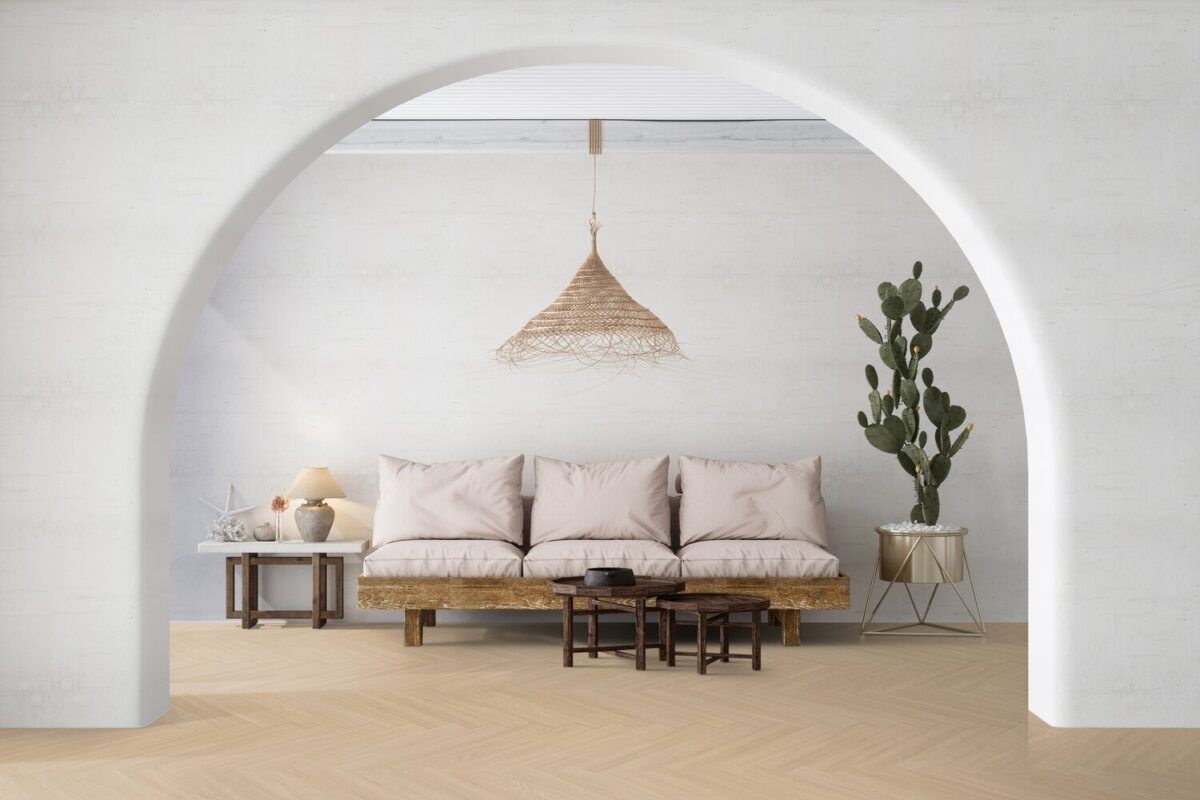 Klikkvinylgulv | Virtuo 55 Rigid Acoustic Herringbone 1460 | Blomma Beige
