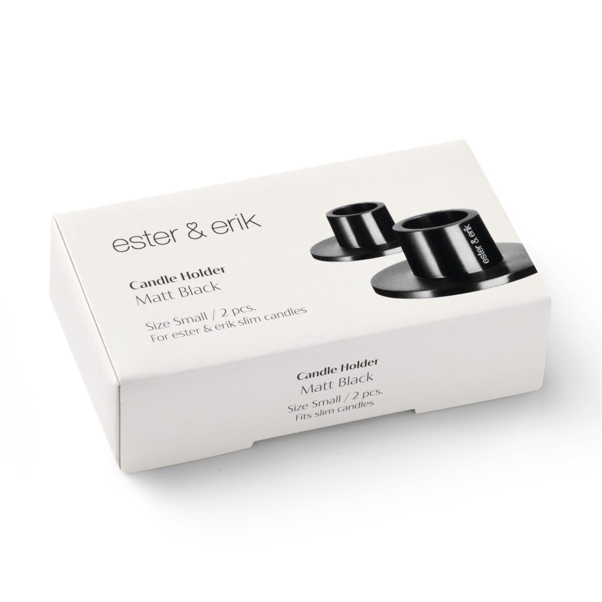 Ester & Erik Lysestake Small Matt Sort 2-pk