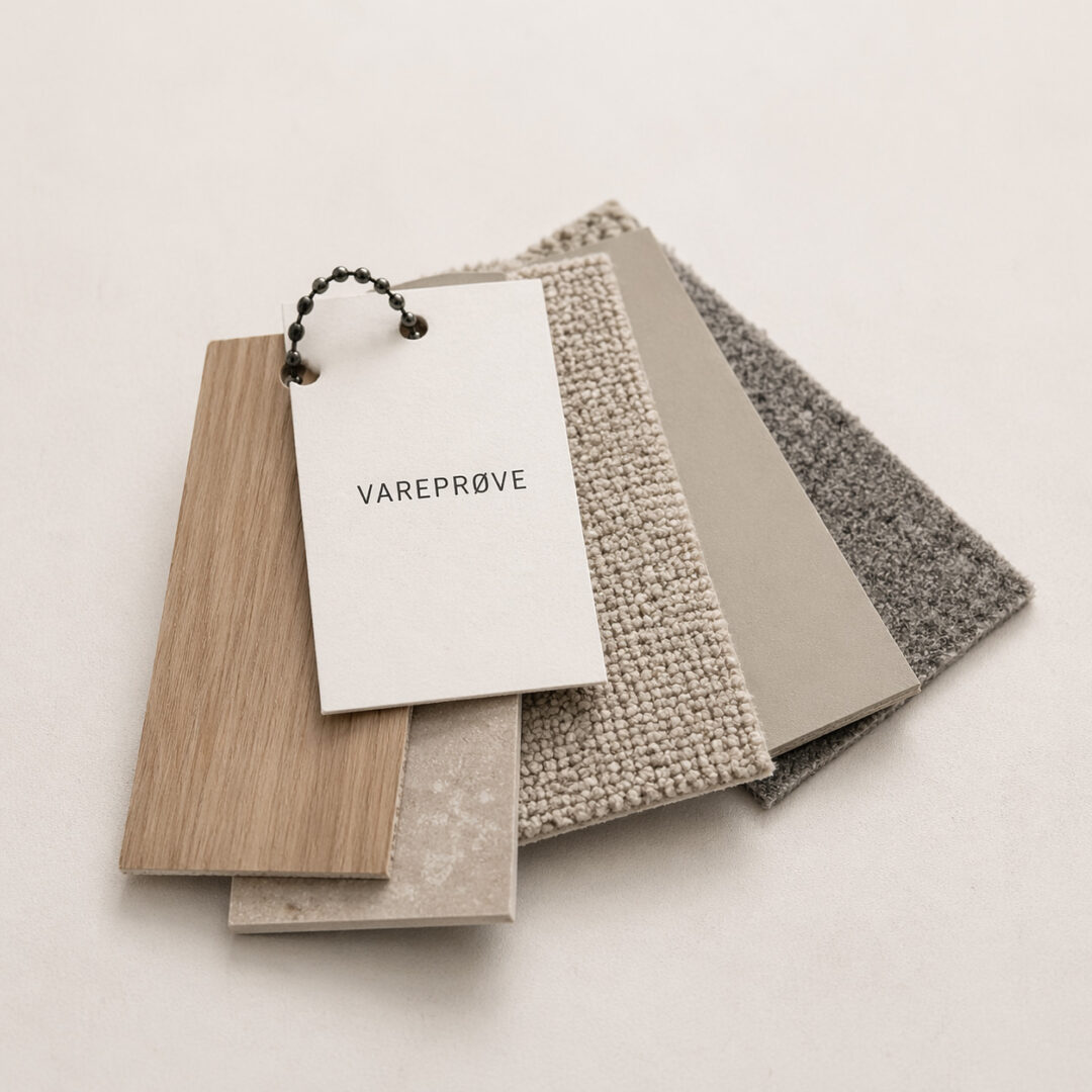 Vareprøver av gulv, teppe og belegg i nøytrale farger fra Interiørfaghuset T. Lund – bestill prøver for å velge riktig materiale til oppussing eller nytt hjem