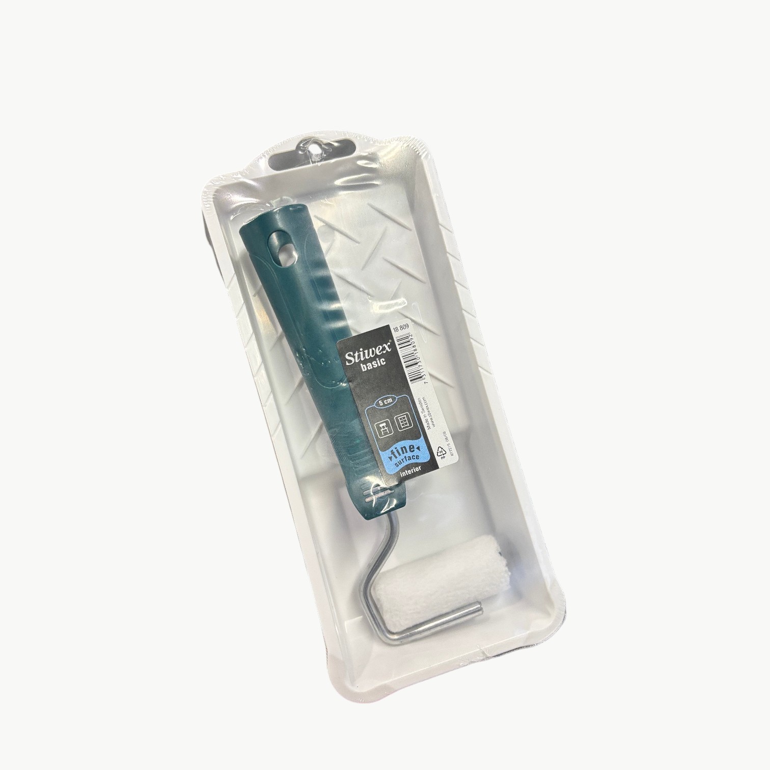 Mini rullesett 5 cm for fine flater med malerull, håndtak og malebrett