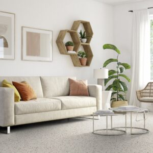 Gerflor Texline Nature Confetti Beige – terrazzo-inspirert gulvbelegg i varm beige