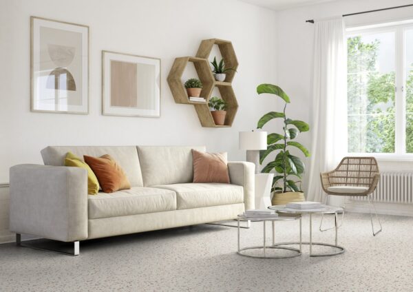 Gerflor Texline Nature Confetti Beige – terrazzo-inspirert gulvbelegg i varm beige