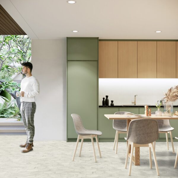 Hexa Cream gulvbelegg – elegant og moderne uttrykk i lyse nyanser