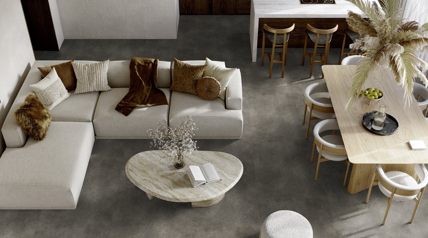 Leone Charcoal – mørkt og elegant gulv som skaper dybde i rommet