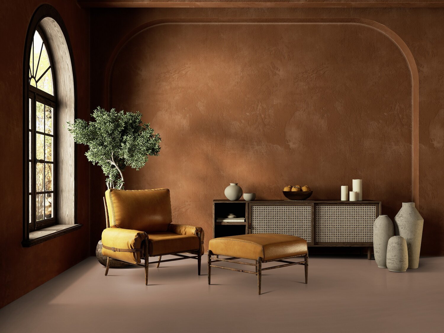 Gerflor Texline Nature Smooth Tearose – varmt gulvbelegg i rosébrun tone