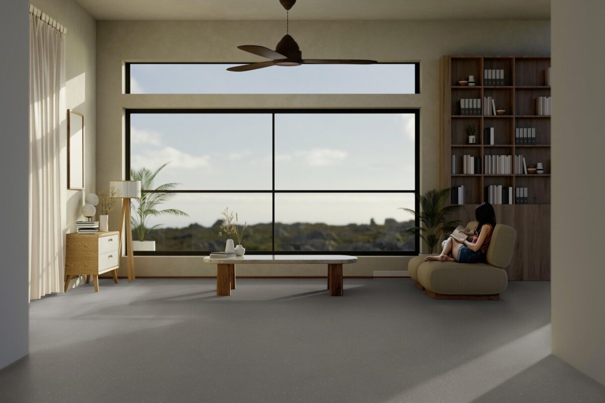 Gerflor Texline Nature Smooth Tierra – mørkt gulvbelegg i gråbrun tone
