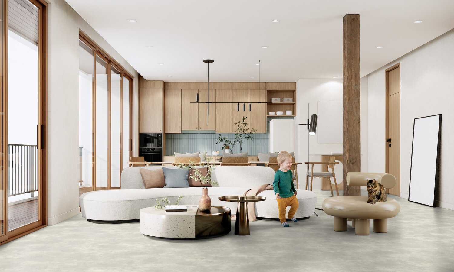 Texline Nature Konkret Dove – slitesterkt og bærekraftig gulvbelegg til hjemmet