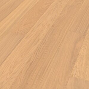 Nærbilde av Parkett Eik 1-stav plank Select børstet Ultramattlakk – jevn struktur og lys eikefarge (MeisterParquet PD 400)