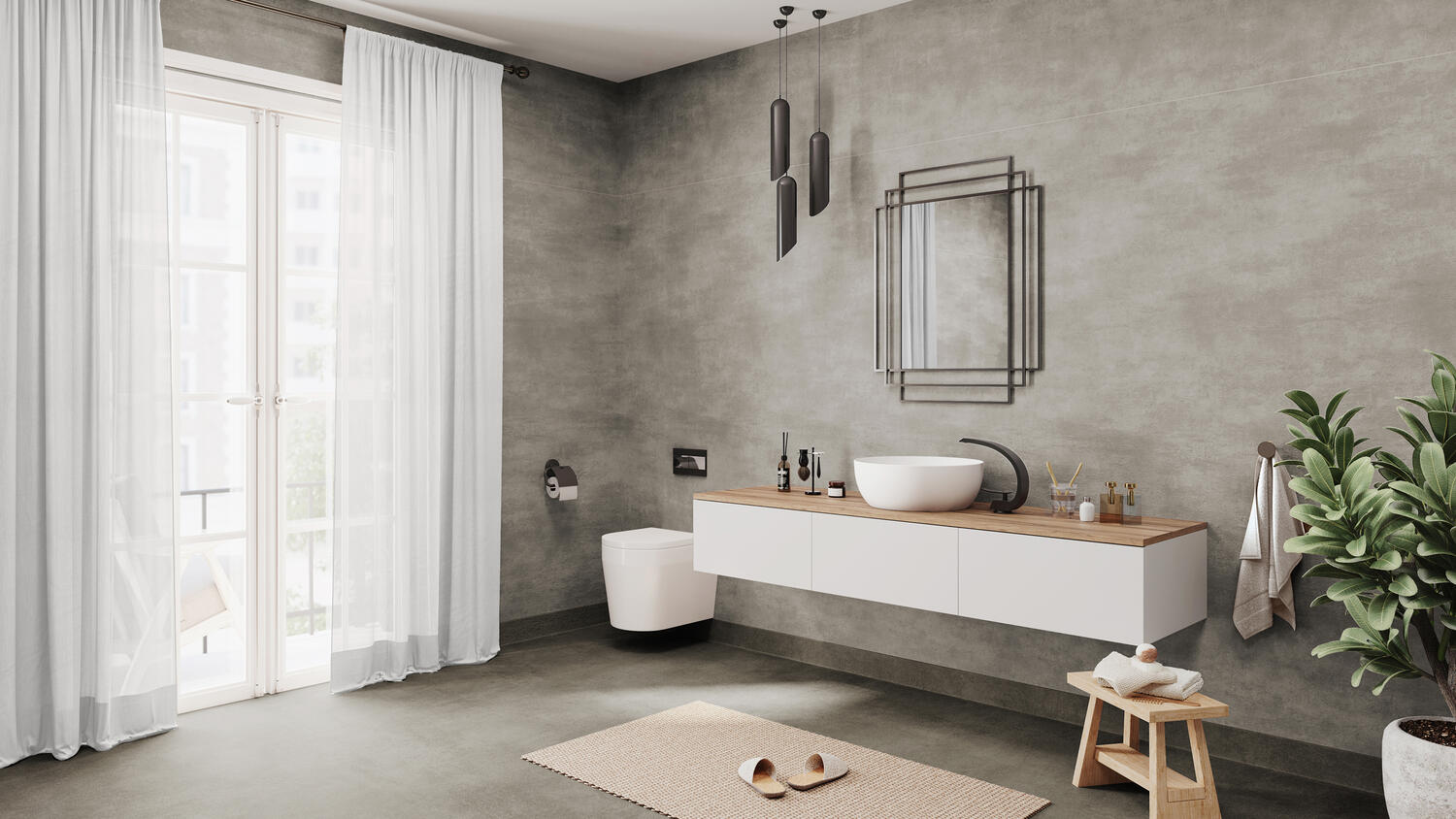 Våtroms Bord Aquarelle - Raw Concrete Dark Grey - Bilde 2