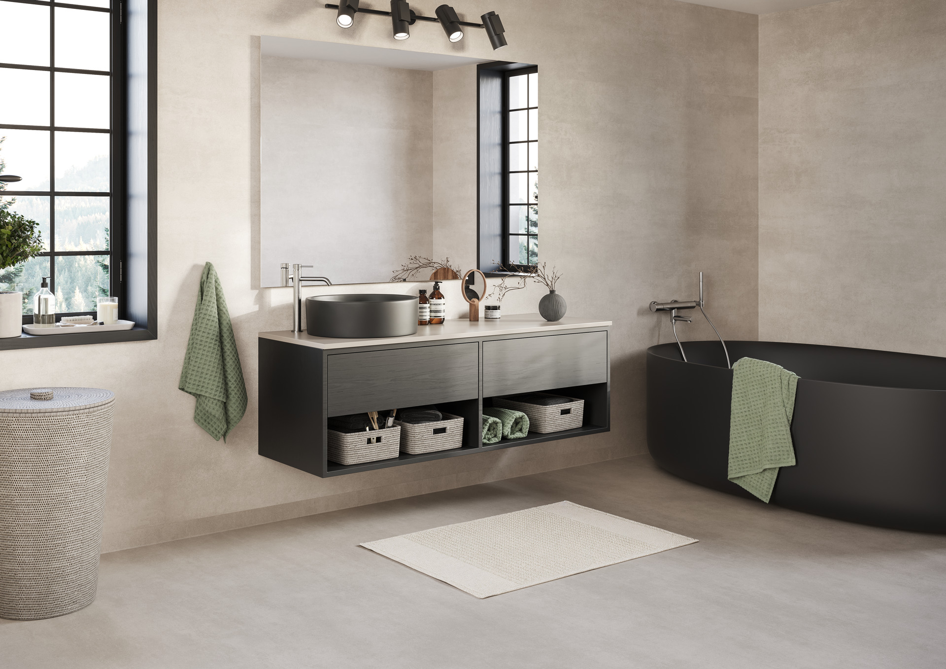 Våtroms Vegg Aquarelle - Raw Concrete Grey 2m - Bilde 2