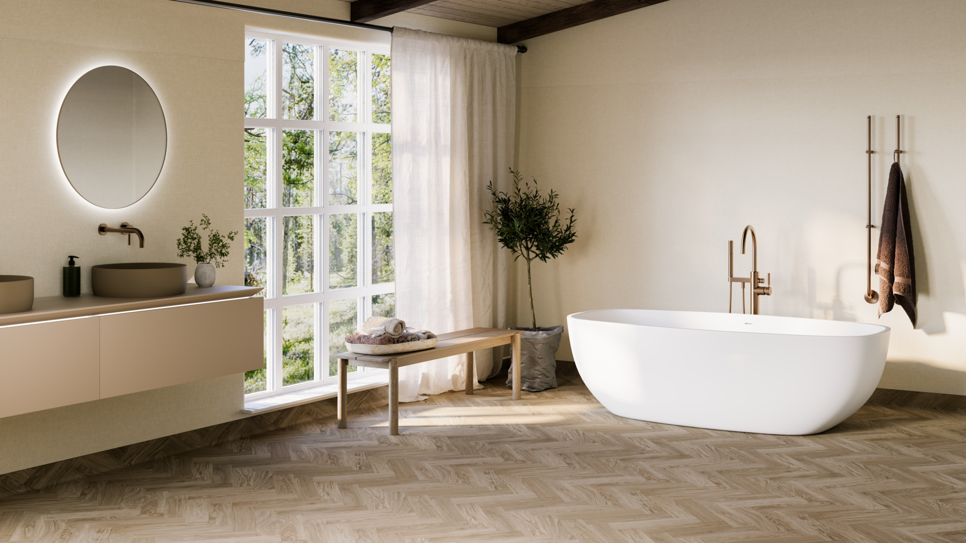 Våtroms Vegg Aquarelle - Chambray Linen 2m - Bilde 3