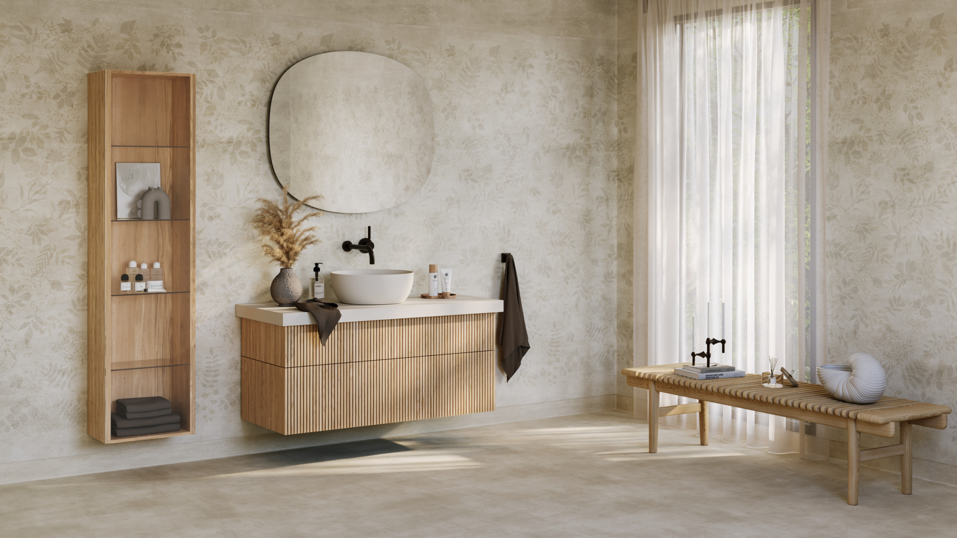 Våtroms Vegg Aquarelle - Botanic Grey 2m - Bilde 3