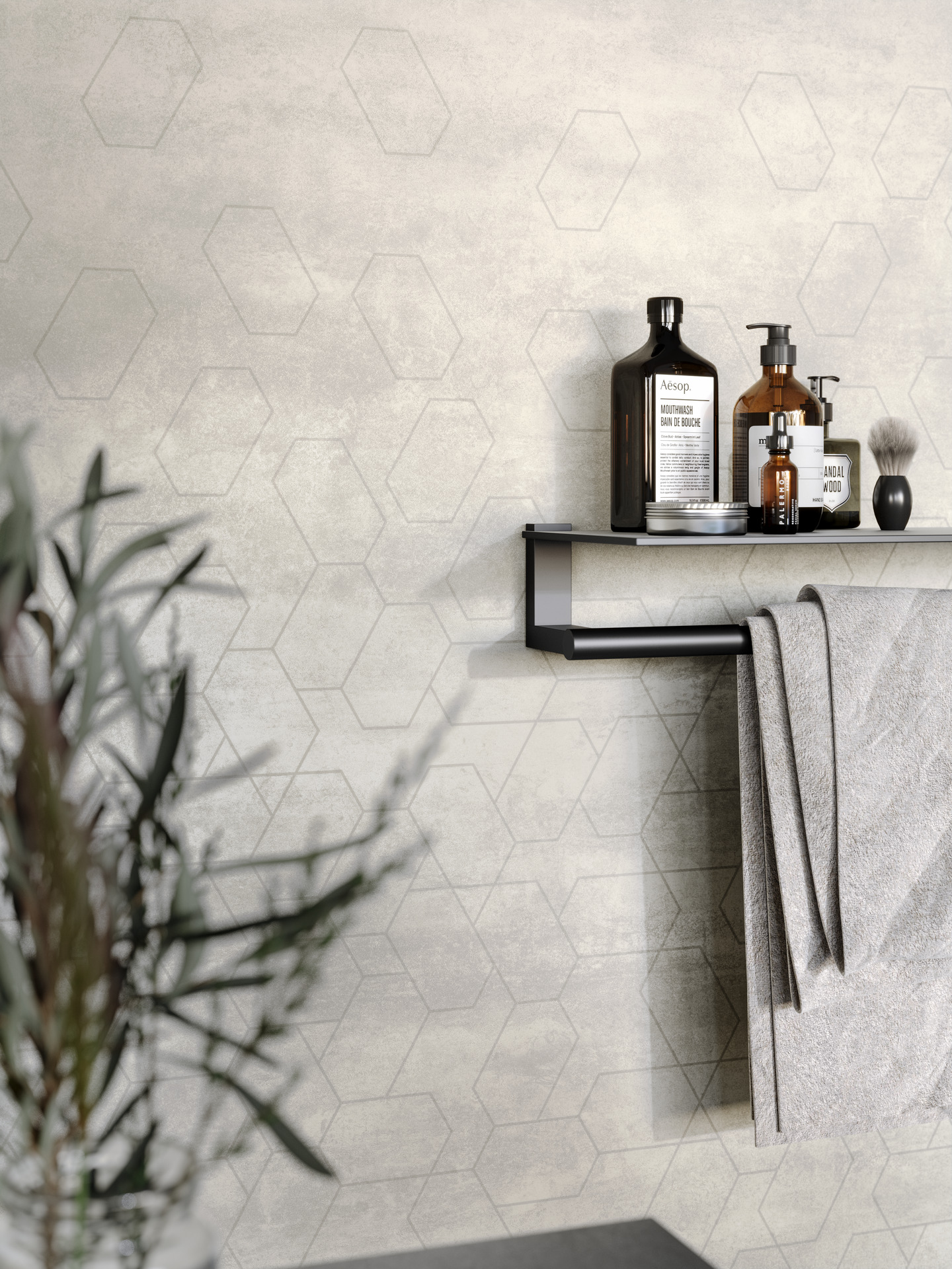 Våtroms Vegg Aquarelle - Connect Grey 2m - Bilde 1