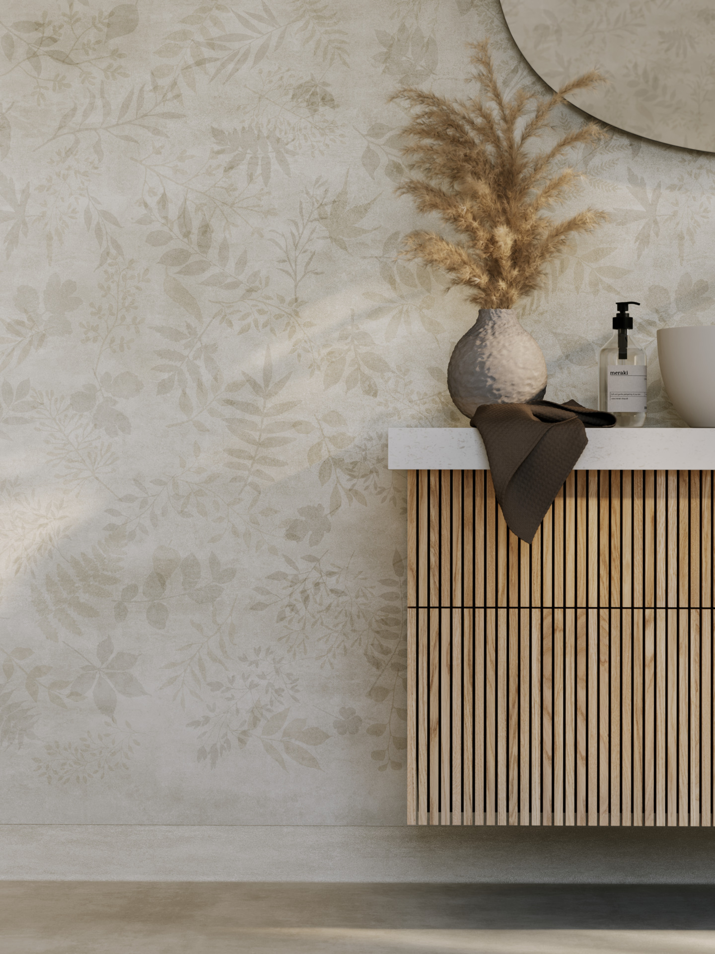 Våtroms Vegg Aquarelle - Botanic Grey 2m - Bilde 1