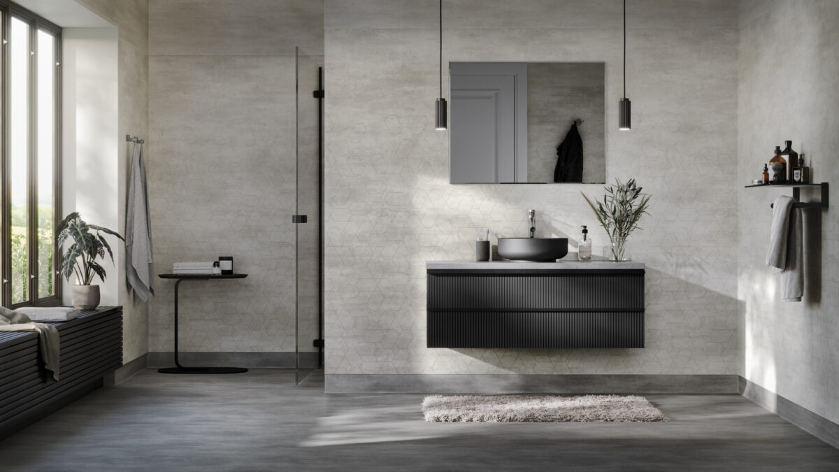 Våtroms Vegg Aquarelle - Connect Grey 2m