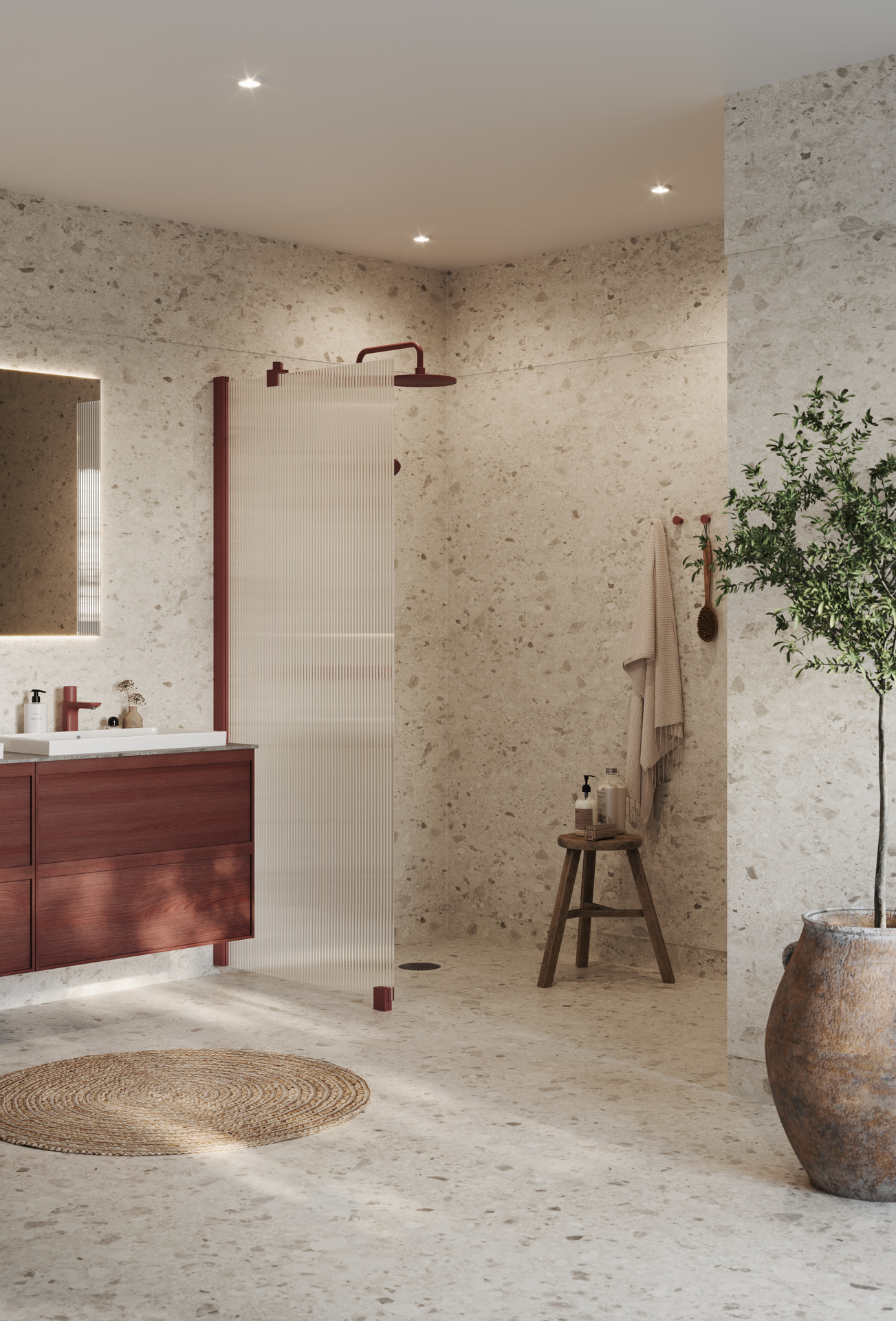 Aquarelle Brecciastone Beige – våtromsgulv med beige steinmønster