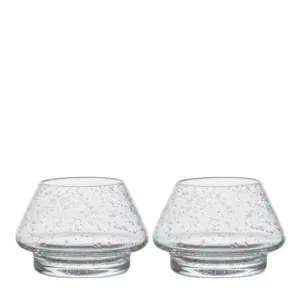 Gran lyslykt 2 pk i klart glass med bobler fra Hadeland Glassverk mot hvit bakgrunn.
