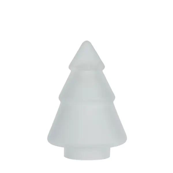 Gran glasstre 12,7 cm i frostet hvitt glass fra Hadeland Glassverk mot hvit bakgrunn.