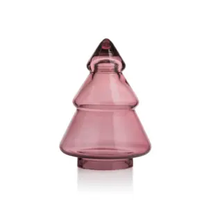 Gran glasstre 11,5 cm i rosa glass fra Hadeland Glassverk mot hvit bakgrunn.