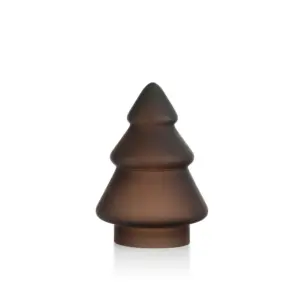 Gran glasstre 9,8 cm i frostet kakaofarget glass fra Hadeland Glassverk mot hvit bakgrunn.