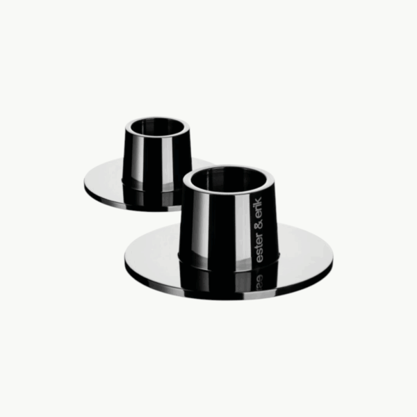 Lysestake blank sort medium 2-pk fra Ester og Erik til vanlige kronelys