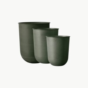 Blomsterpotte DBKD i metall sett med tre størrelser grønn