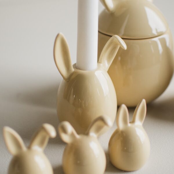 Rabbit Candle Holder Shiny Yellow