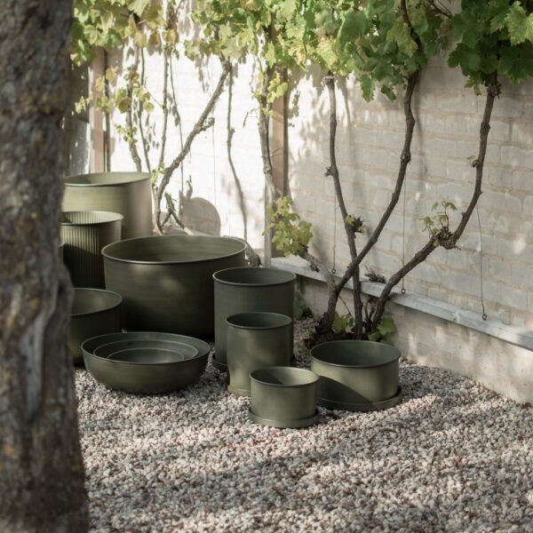 Blomsterpotte sett i metall grønn - Bilde 3