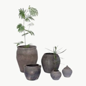 Liten grå vintage krukke med og uten håndtak - Bilde 2