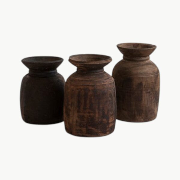 Nepalsk vintage trekrukke i mørk naturlig patina med rustikk overflate