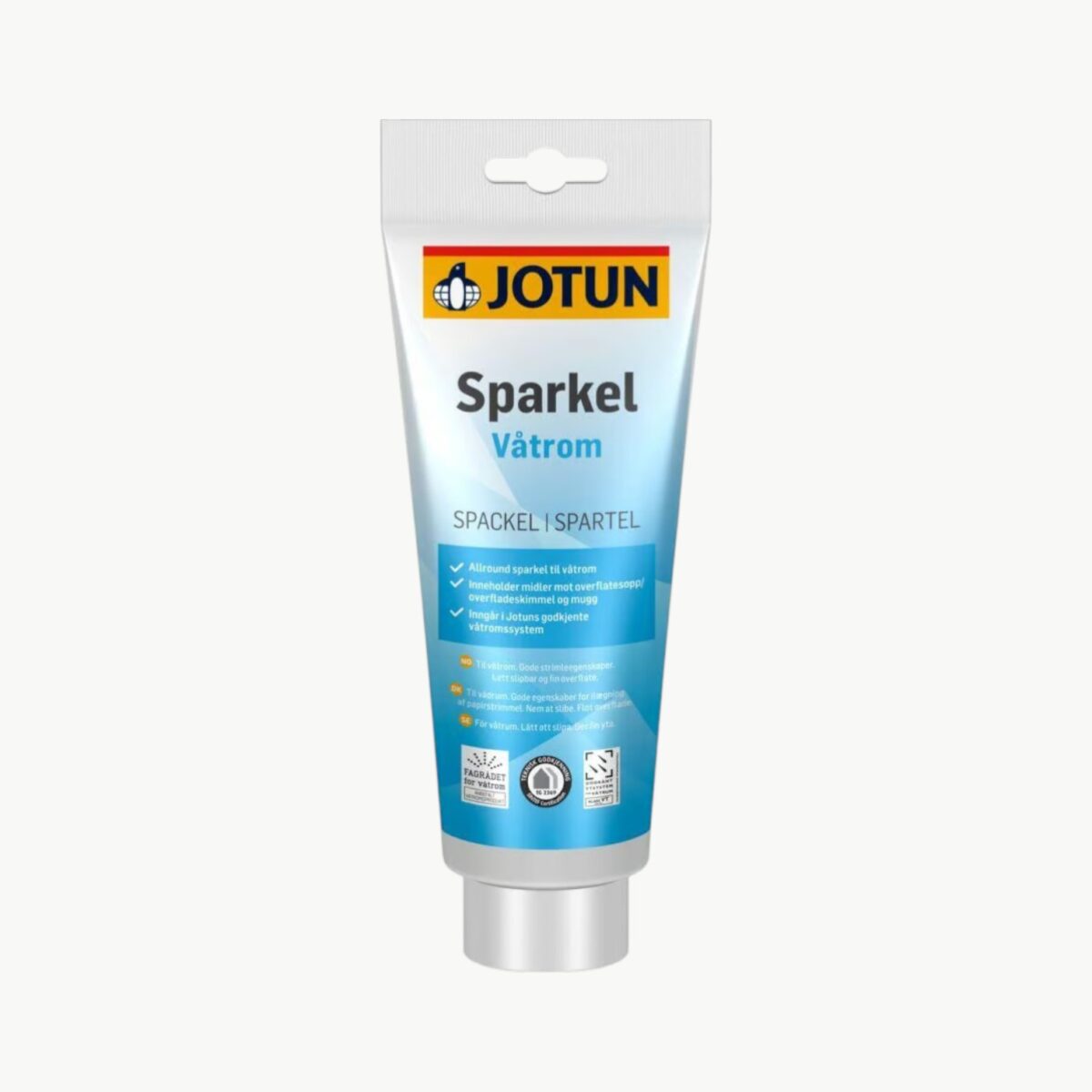 Jotun Sparkel Våtrom tube med blå og hvit emballasje for våtromssparkling