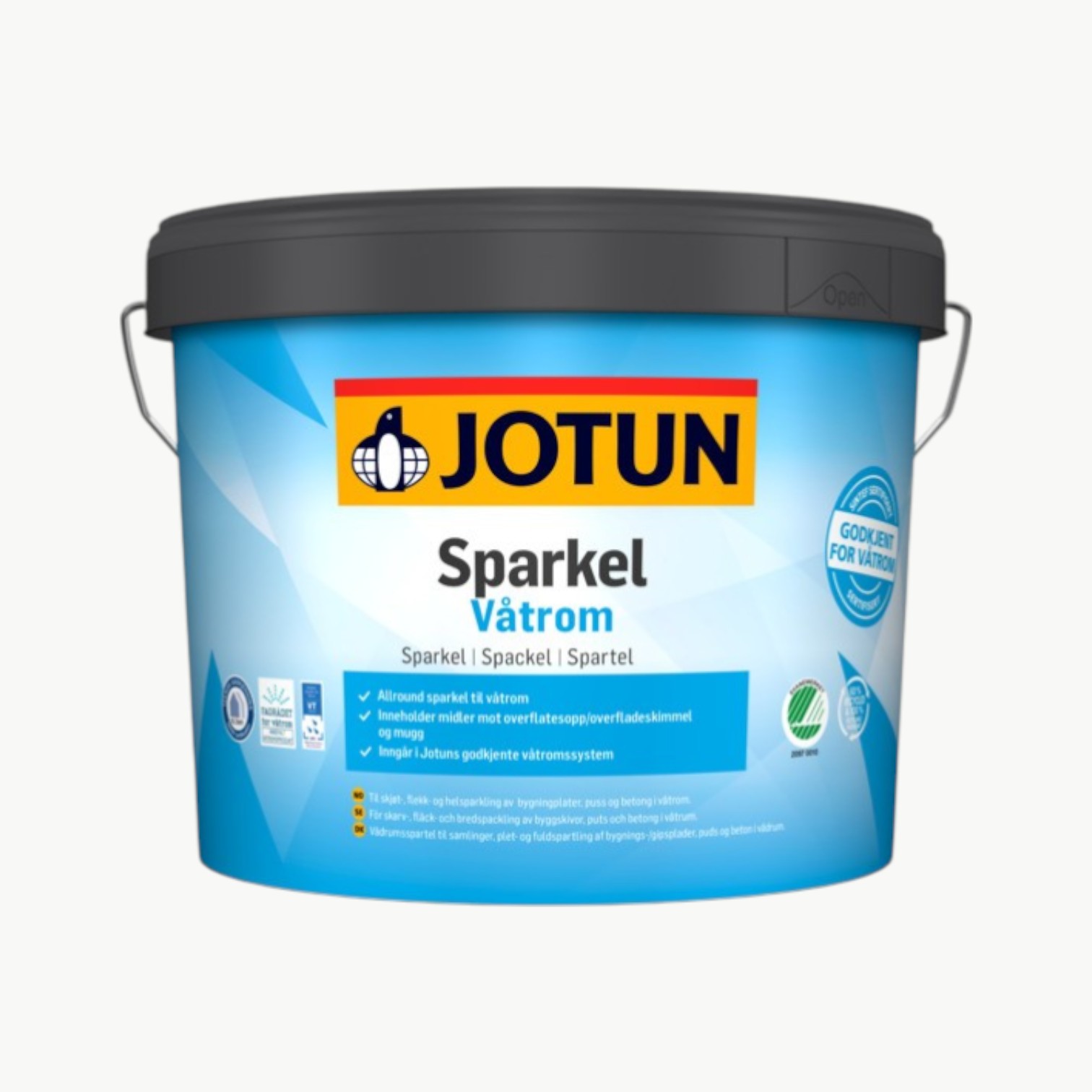 Jotun Sparkel Våtrom spann med blå etikett for sparkling av bad og våtrom