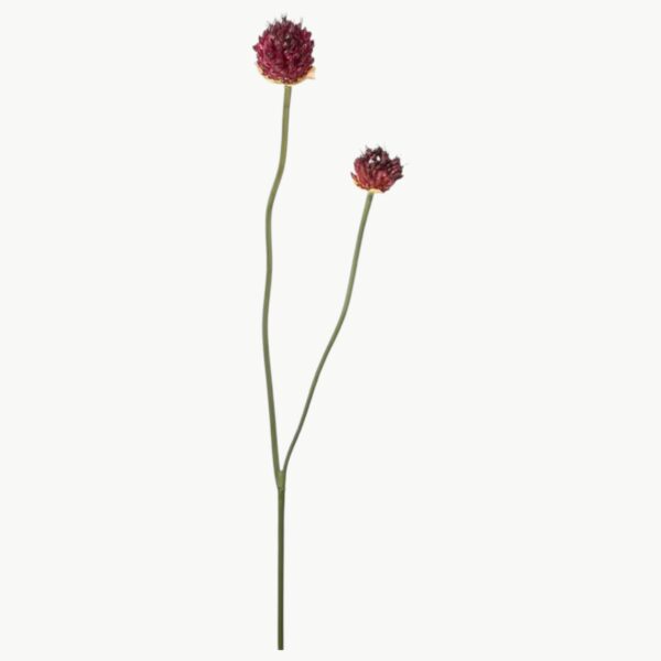 Kunstig kløverblomst i burgunder med sfærisk blomsterform