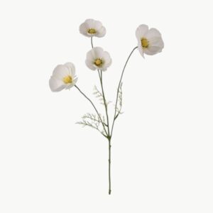 Kunstig rosenskära i hvit med stilk, 60 cm