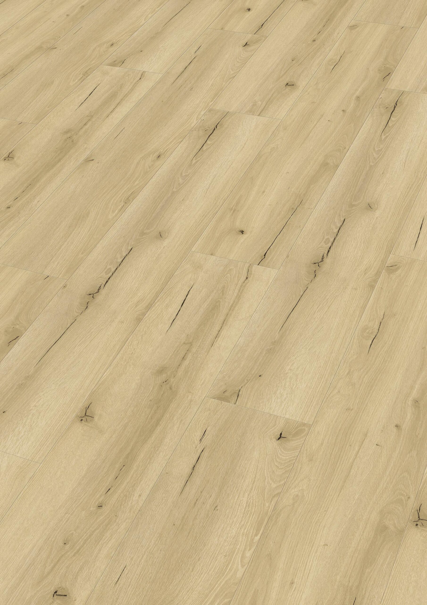 Klikkvinyl gulv i lys eik med naturlig trestruktur og kvistdetaljer