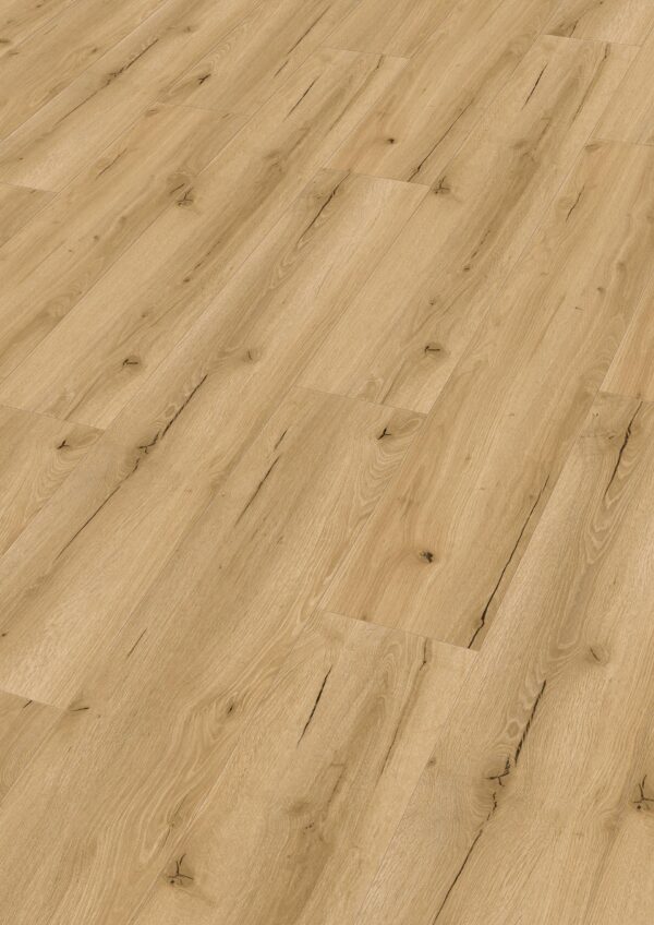Klikkvinylgulv i eikedekor Industrial pop med lys brun trestruktur