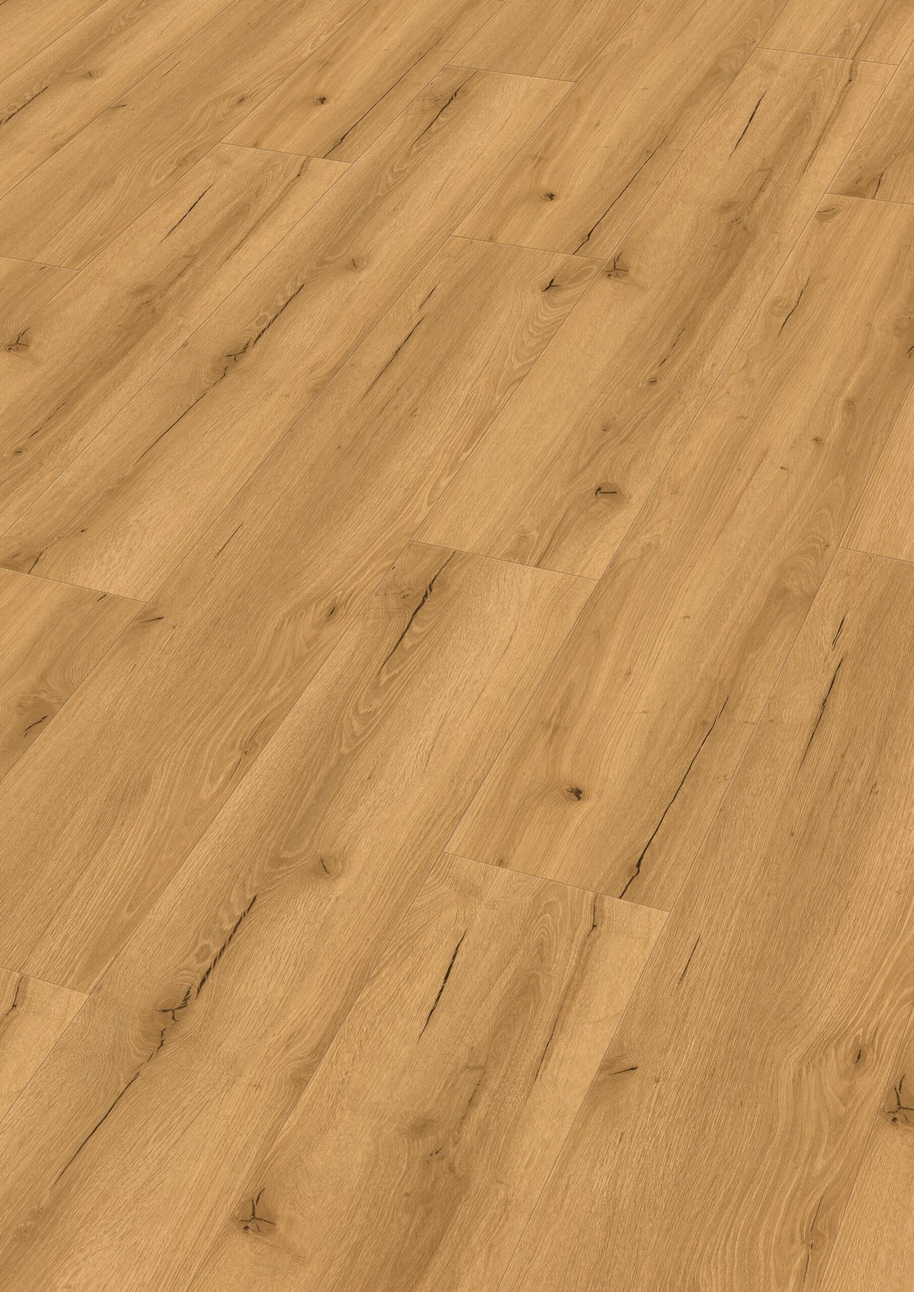 Klikkvinyl gulv i eik med naturlig trestruktur og mørke kvistdetaljer